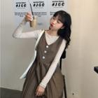 Long-sleeve Top / Sleeveless Pleated Dress