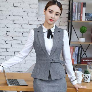 Notched-lapel Vest / Long-sleeve Blouse / Pencil Skirt / Slim-fit Pants