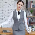 Notched-lapel Vest / Long-sleeve Blouse / Pencil Skirt / Slim-fit Pants