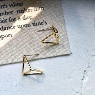 Sterling Silver Hollow Triangle Stud Earring 1 Pair - Gold - One Size