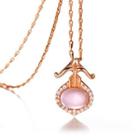 Plated Rose Gold Twelve Horoscope Sagittarius Pendant With White Cubic Zircon And Necklace