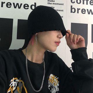 Knitted Hood Beanie Black - One Size