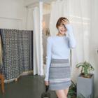 Multi-stripe Knit A-line Miniskirt