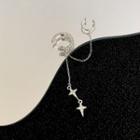 Rhinestone Star Chain Ear Cuff Silver - One Size