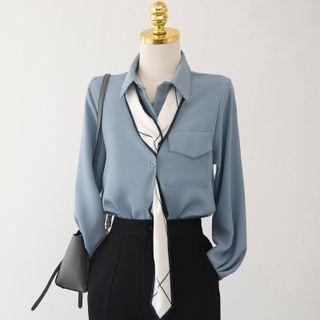 Plain Pocket Button-up Oversize Shirt