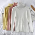 Lace-panel Cowl-neck Knit Top