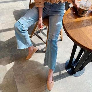 Frayed Semi Boot-cut Jeans