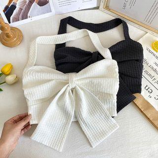 Embossed Ribbon Halter Top