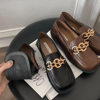 Metal Buckle Square Toe Dress Shoes