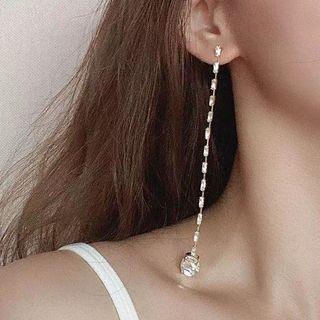Rhinestone Dangle Earring 1 Pair - As Shown In Figure - Silver - One Size