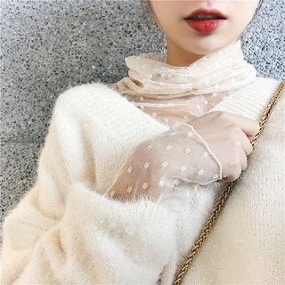 Long-sleeve Cowl-neck Sheer Top