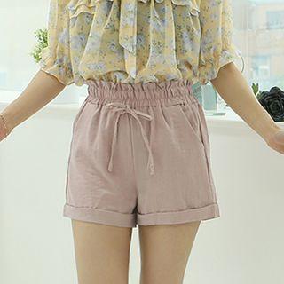 Drawcord-waist Cuff-hem Shorts