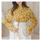 Floral Modern Hanbok Top In Yellow