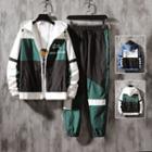 Set: Contrast Panel Jacket + Sweatpants