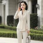 Double-breasted Blazer / Pencil Skirt / Dotted Blouse / Set