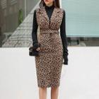 Leopard Print Sleeveless Sheath Dress