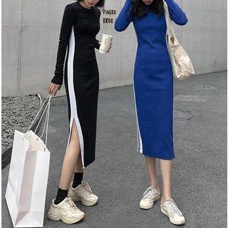 Colorblock Slit-side Midi Dress