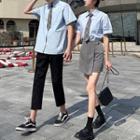 Couple Matching Shirt With Necktie / Mini A-line Skirt / Pants