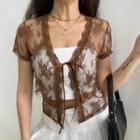 Short-sleeve Lace Tied Top
