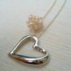 Pearl Cron Heart Shape Necklace Silver - One Size