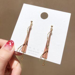 925 Sterling Silver Rhinestone Fringed Dangle Earring 1 Pair - As Shown In Figure - One Size