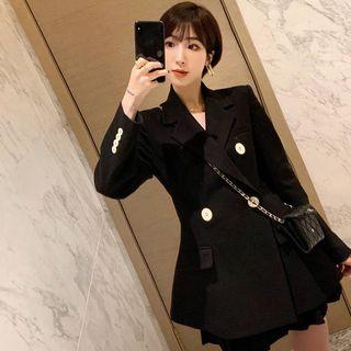 Set: Double Breasted Blazer + Pleated Skirt