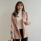 Detachable-hooded Double-breasted Wool Blend Jacket