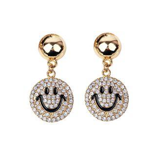 Rhinestone Smiley Face Drop Earring