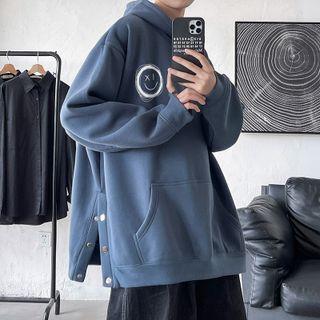 Smile Face Button-side Hoodie