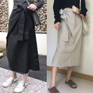 Bow Waist Wrapped Skirt