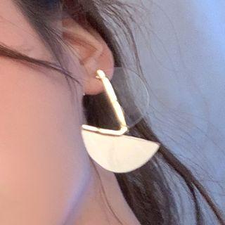 Geometric Stud Earring 1 Pair - Gold & Transparent - One Size