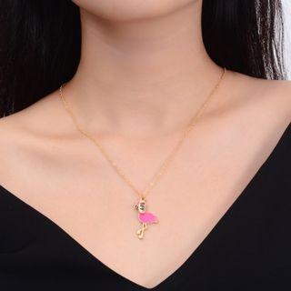 Flamingo Glaze Pendant Alloy Necklace