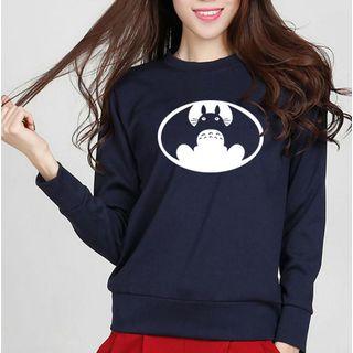 Bat Print Fleece-lined Top