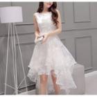 Sleeveless Asymmetrical Lace A-line Dress