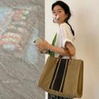 Striped Tote Bag Khaki Green - One Size