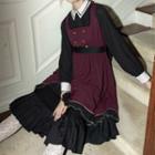 Long-sleeve Midi A-line Dress / Cape / Set