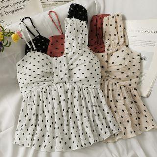 Asymmetrical Dotted Peplum Top
