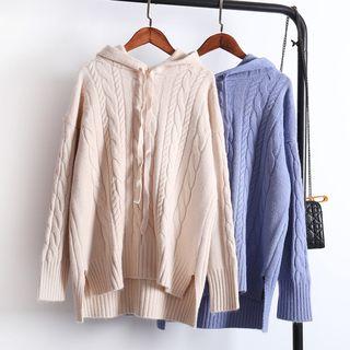 Hooded Cable-knit Sweater