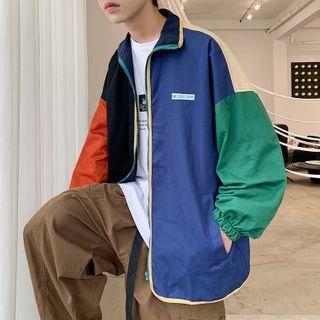 Two-way Color-block Oversize Baseball Jacket