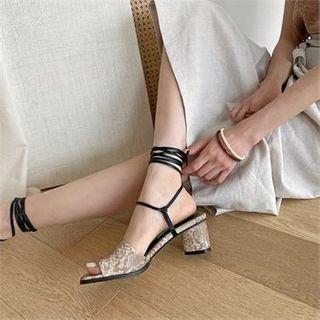 Cylinder-heel Wrap-around Sandals
