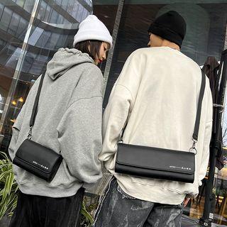Lettering Faux Leather Mini Messenger Bag