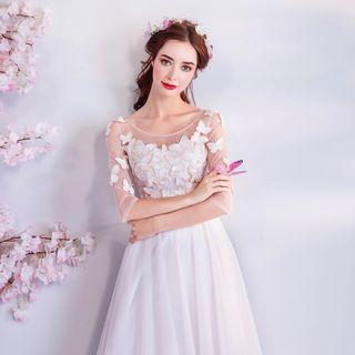 Embroidered A-line Wedding Dress