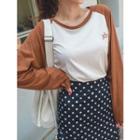 Joy Printed Contrast Dolman-sleeve T-shirt