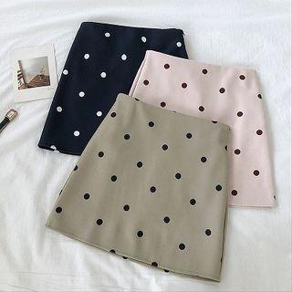Polka Dot High-waist Acrylic A-line Skirt