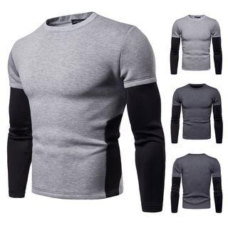 Long-sleeve Two-tone Pullover