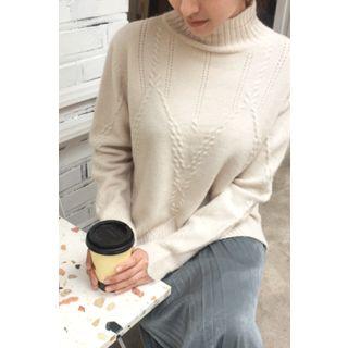 Mock-neck Rib-trim Sweater