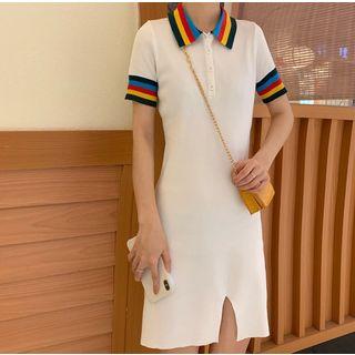 Short-sleeve Knit Mini Dress As Shown In Figure - One Size