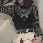 Striped Long-sleeve Top / Camisole Top