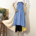 Layered A-line Maxi Skirt Yellow - One Size