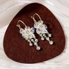 Flower Rhinestone Fringed Earring 1 Pair - E5193 - Gold - One Size